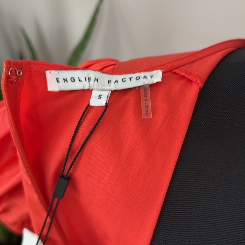 English Factory Women's Red Puff Short Sleeve Babydoll Dress - Picture 6 of 6